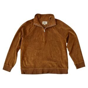 Madewell Velour Half-Zip Sweatshirt Brown Women's Size Small